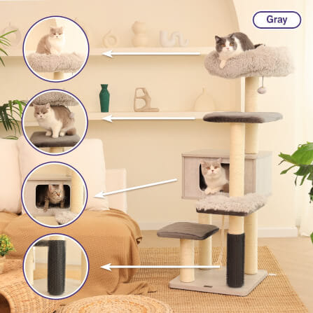 คอนโดแมว Catry รุ่น Cat Tree Casio สีเทา_11